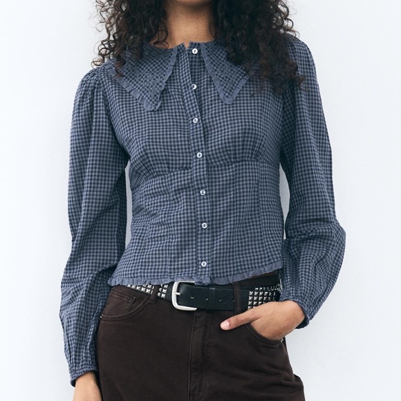 Zara Bib Collar Top - Picture 1 of 2